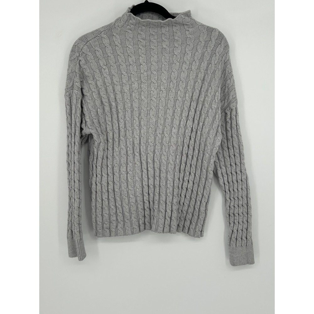 Philosophy Fisherman Coastal Sweater Womens M Cable Knit Mock Neck Grey Preppy